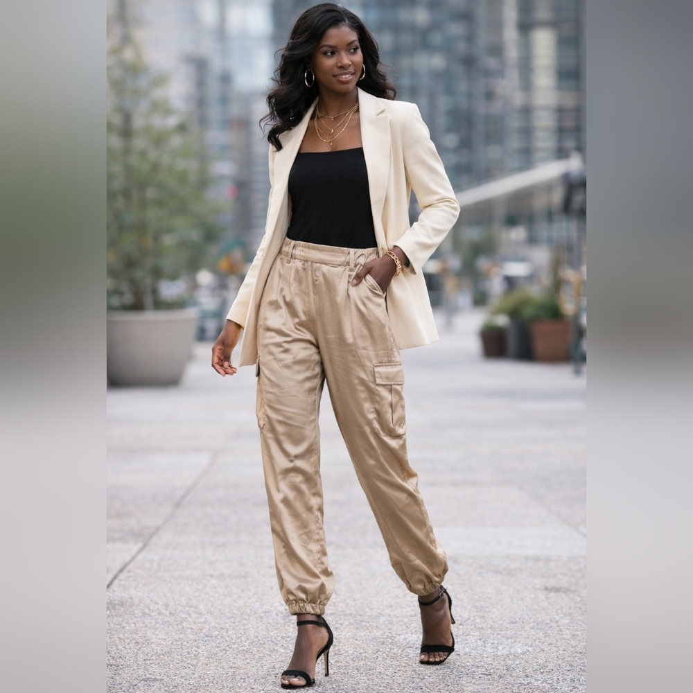Women's Gold/Champange Wide Leg Pants